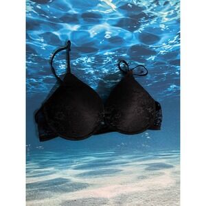 👙Thalia Sodi Womens Black Lace Push Up Bra Adjustable Branded Straps